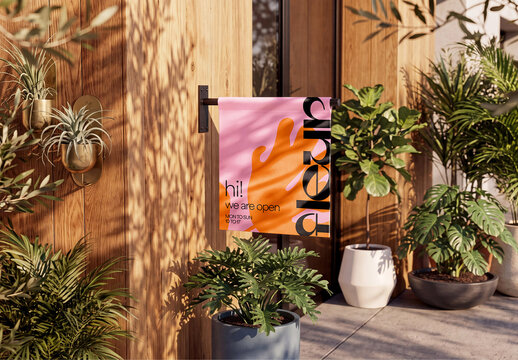 Hanging Banner Sign Mockup