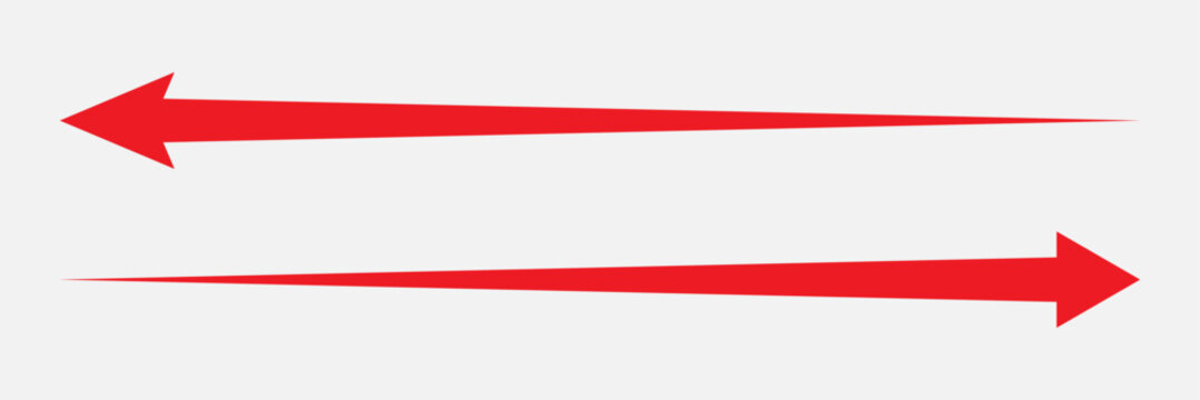 Horizontal long straight arrow signs. Black pointer, direction, position symbol and double arrow icon isolated on white background. Vector Illustration . 
