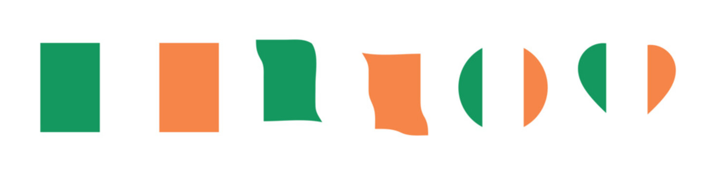 Ireland Flag Icon Set in Various Shapes