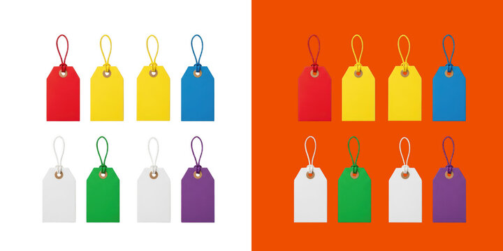 Colorful hanging tags collection flat design transparent png