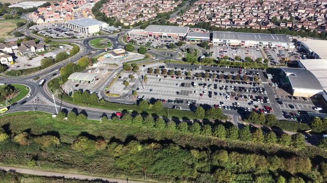 aerial view of Kingswood retail and shopping park. built in a northern suburb of Hull at Kingswood, Kingston upon Hull