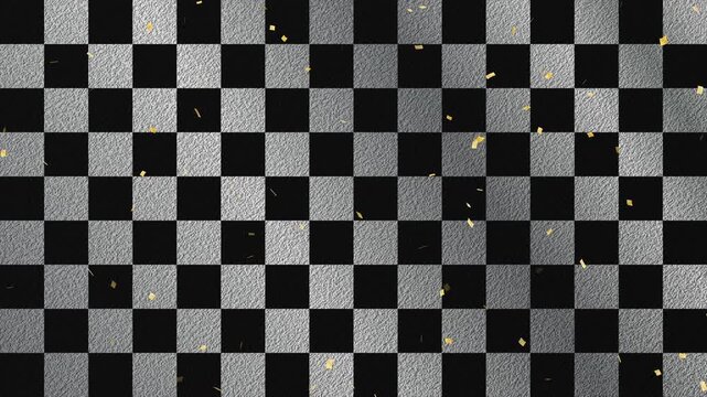 confetti gold fall pattern01 ichimatsu pattern loop （silver black background）01