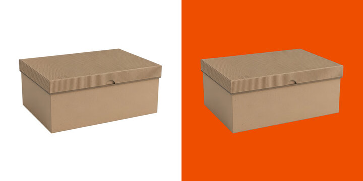 Two wooden storage boxes with textured lids on orange background transparent png