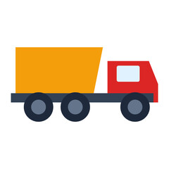Red dump truck with yellow cargo bed, suitable for construction industry designs. © Ai Studio 