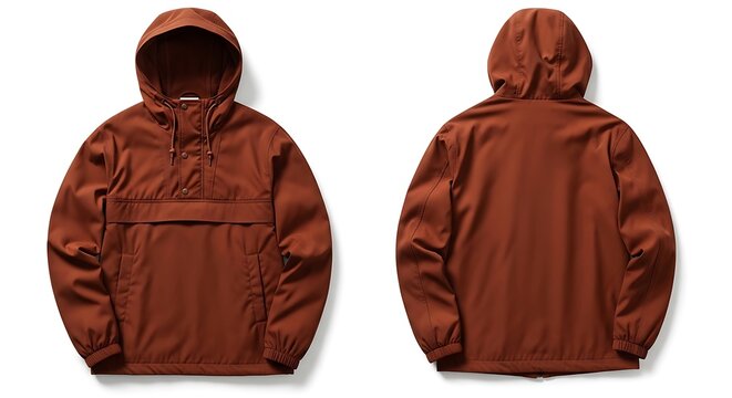 mockup of a dark rust anorak jacket