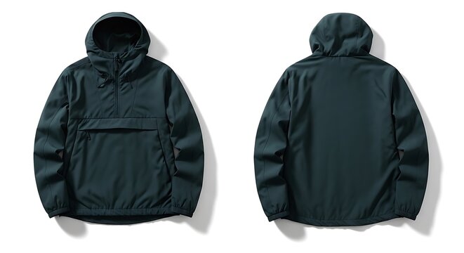 mockup of a dark teal anorak jacket