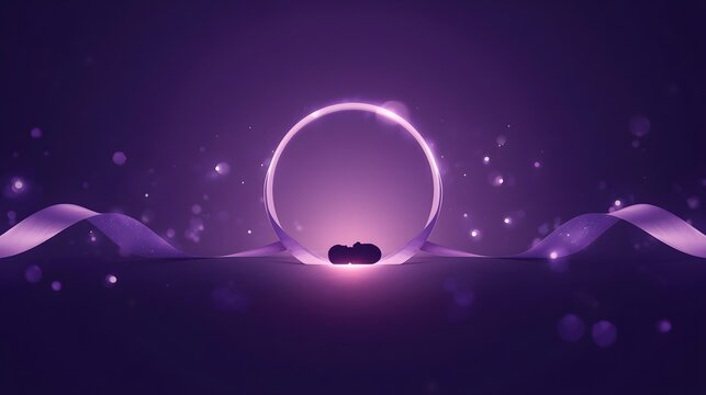 International overdose awareness day concept with purple ribbon and light effect