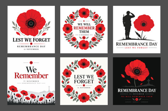 Remembrance Day Lest We Forget Poppy Wreath Memorial Poster Collection