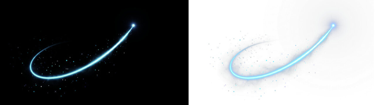 Png blue magic light trail swish isolated on transparent background