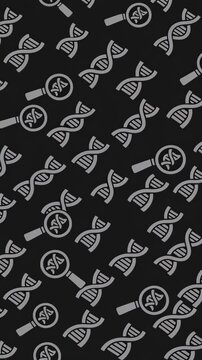 DNA helix and magnifying glass scientific research pattern