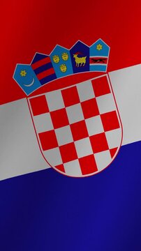 Waving croatian flag with national coat of arms