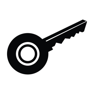 Black key icon symbol isolated on white background