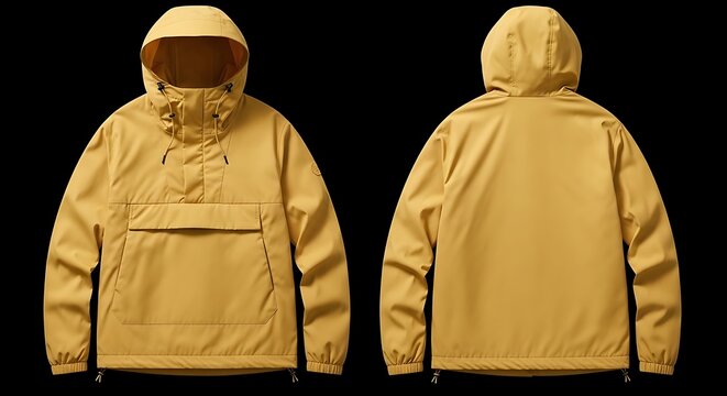 mockup of a butter yellow anorak jacket