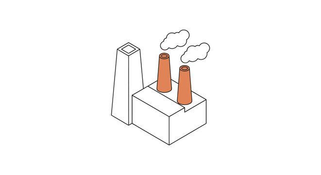 Industrial factory building with smokestacks emitting clouds a minimalist vector illustration smokestack chimney architecture manufacturing