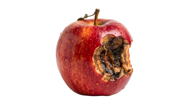 Bitten Red Apple with Natural Bruising and Imperfections