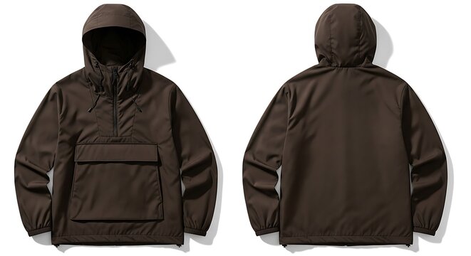 mockup of a dark brown anorak jacket