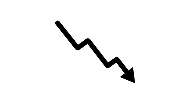Animated black Arrow Downward Chart Line for Financial Loss and Crisis