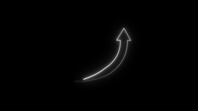 Neon up right arrow icon animation cyan and magenta gradient on black background concept of growth, success, and progress futuristic digital design element