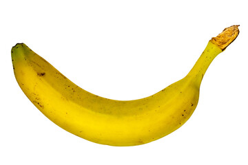Single ripe yellow banana isolated on clean white background studio © brovarky
