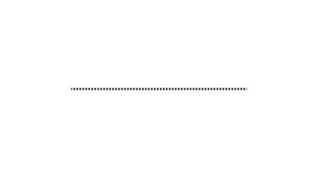 Black dotted line motion graphic element on white background, minimalist lower third underline loop animation.