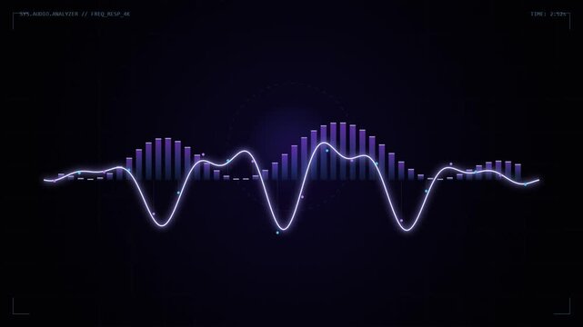 Abstract sound wave visualization with pulsing amplitude during a dark studio recording