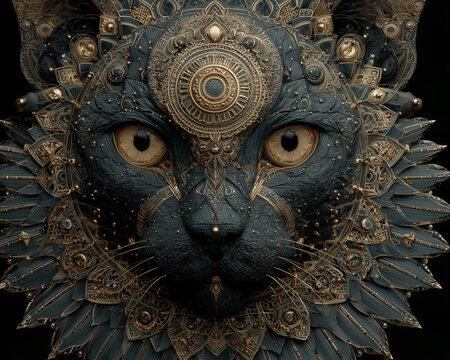 Metallic cat mandala