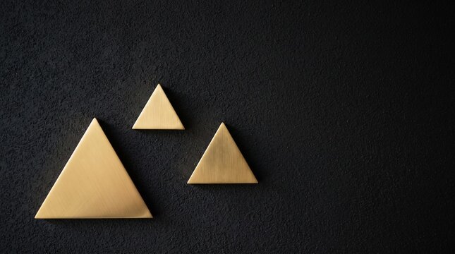 Three golden triangles on a textured black background symbolizing growth and opportunity