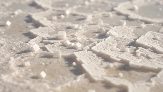 Salt crystals growing across an evaporation pond time lapse