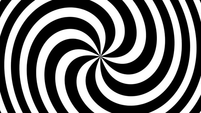 Minimalist black and white swirling motion abstract dynamic visual pattern infinite loop creative