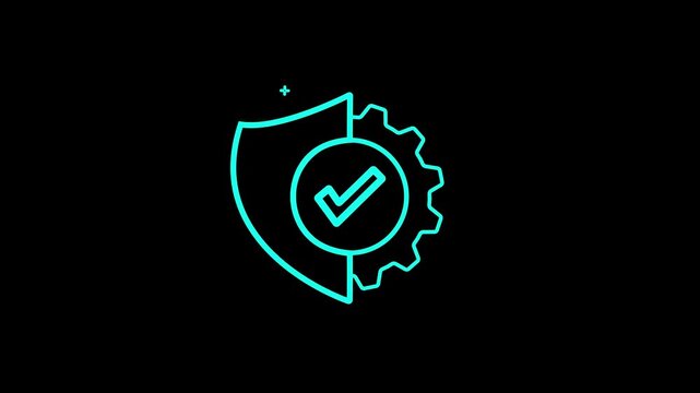 Modern secure gear checkmark symbol animated showcasing trusted automation process verification system