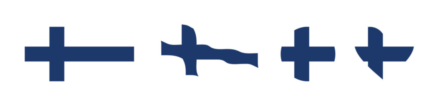 Finland Flag Icon Set in Various Shapes