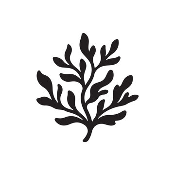 Plant or seaweed silhouette icon vector flat design