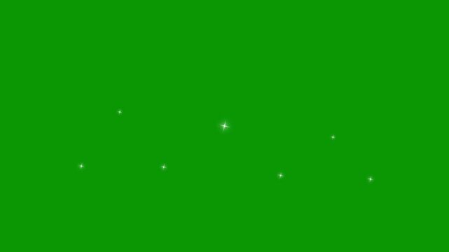 Glowing and twinkling star motion graphics on green screen. Starry Night Blinking and Twinkling Star Effect for video. sparkling white lights with flat doodle vector starry night sky effect 4k.