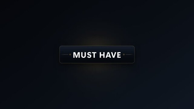 Must have text displayed inside a dark rounded product label with decorative side lines and subtle glowing effect