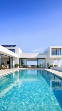 Modern Luxury Villa with a Swimming Pool and Coastal View