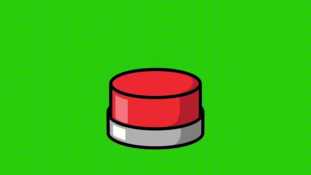 Cartoon Push Button Pressing Animation on Green Screen