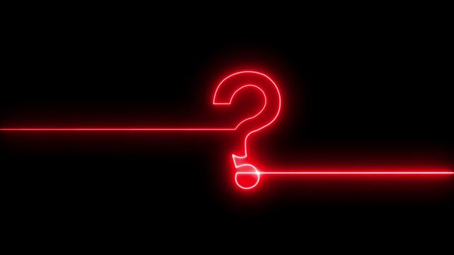 Neon glowing loop Red color Question mark sign Question mark icon asking icon animation.4 resolution video abstract advice.
