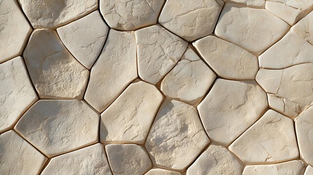Voronoi stone pattern emerging across natural limestone beneath balanced daylight premium mathematical nature background