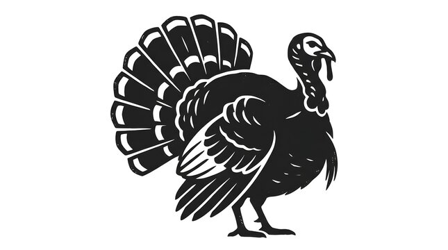 A delightful and charming cartoon illustration of a majestic thanksgiving turkey proudly displaying its fanned tail feathers evoking feelings of gratitude and autumnal celebration perfect