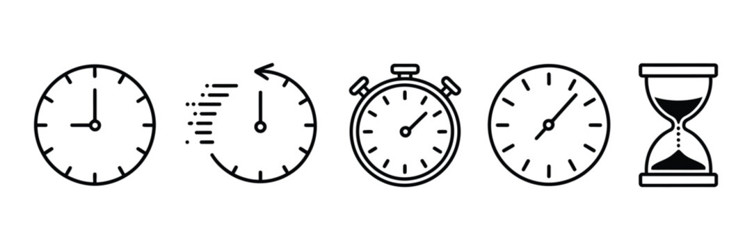 timer and clock icon set for time tracking scheduling and reminders