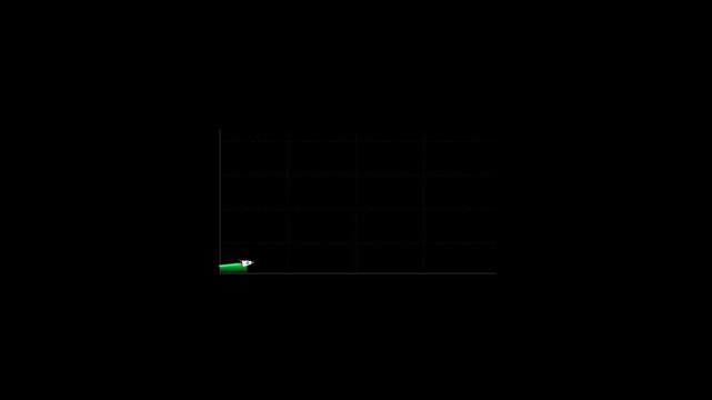 Green exponential growth line charts rising on a black background