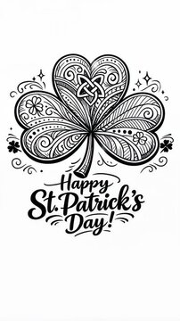 Happy St. Patrick's Day Greeting with Decorative Celtic Shamrock