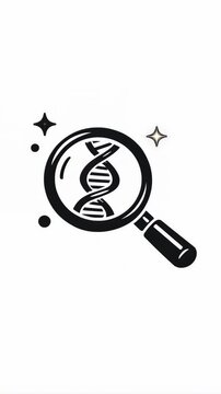 DNA Analysis and Genetic Research Icon with Magnifying Glass