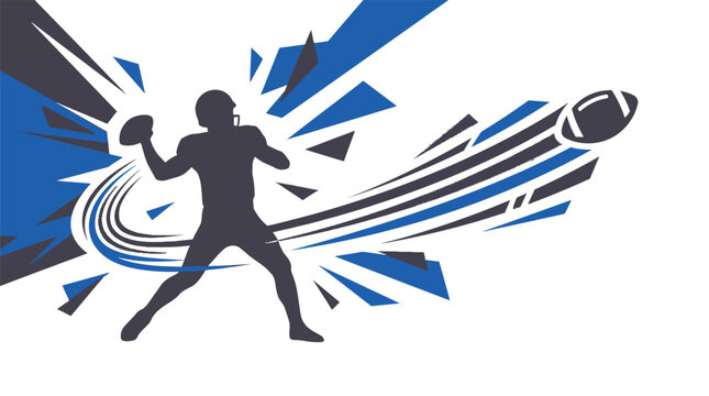 Dynamic vector illustration of a football quarterback throwing a ball, Nfl, American Football, Nfl 2027, American Foodball 2027