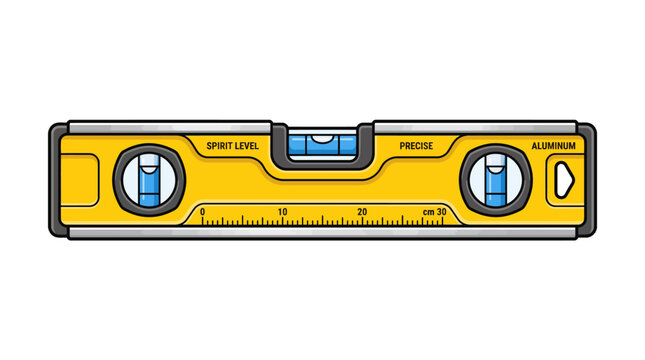 Close-up of Yellow Spirit Level Tool for Precision Measurement.