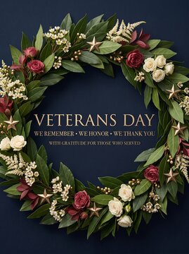 Veterans day wreath we remember we honor we thank you with gratitude for those who served