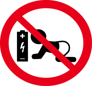 Keep batteries away from children warning sign vector illustration