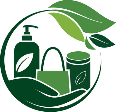 Eco friendly products organic shopping green vector illustration