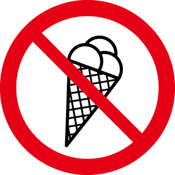 No ice cream prohibited food warning sign vector illustration