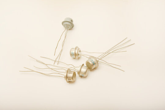 Transistors in a metal case. Semiconductor elements.